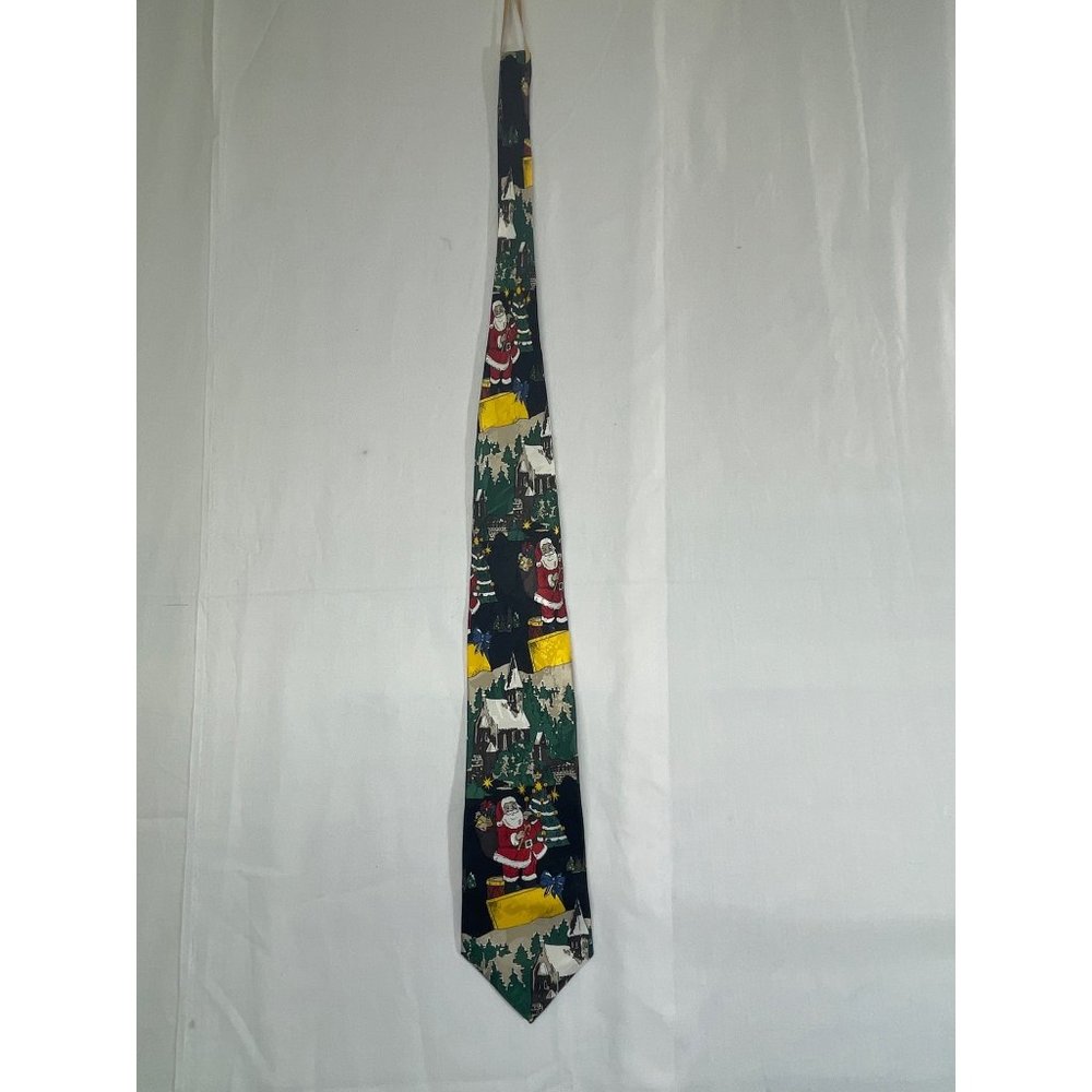 Croft & Barrow mens Christmas tie Snow tree ornament silk